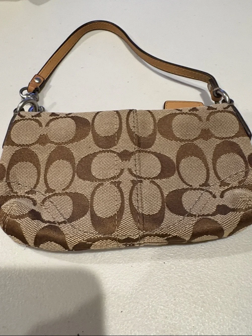 Coach - Vintage Signature Demi Pouch, Wristlet, purse. Brown.  Monogram Canvas